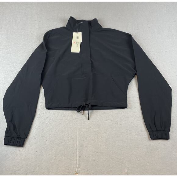 Sweaty Betty Explorer Half Zip Midlayer Womens Sz XS Cropped Jacket Shirt Black - Picture 1 of 12